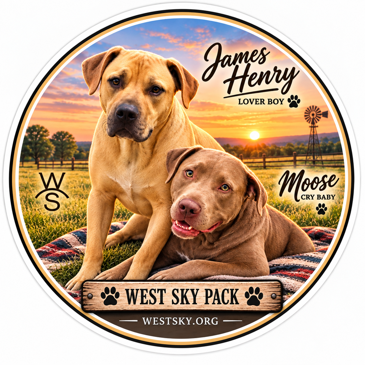 James Henry & Moose sticker — Lover Boy and Cry Baby, West Sky Pack sunset